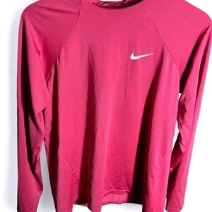 Nike Swim Mens Dri-FIT Long Sleeve Rash Guard Pink Size Large NESSA386